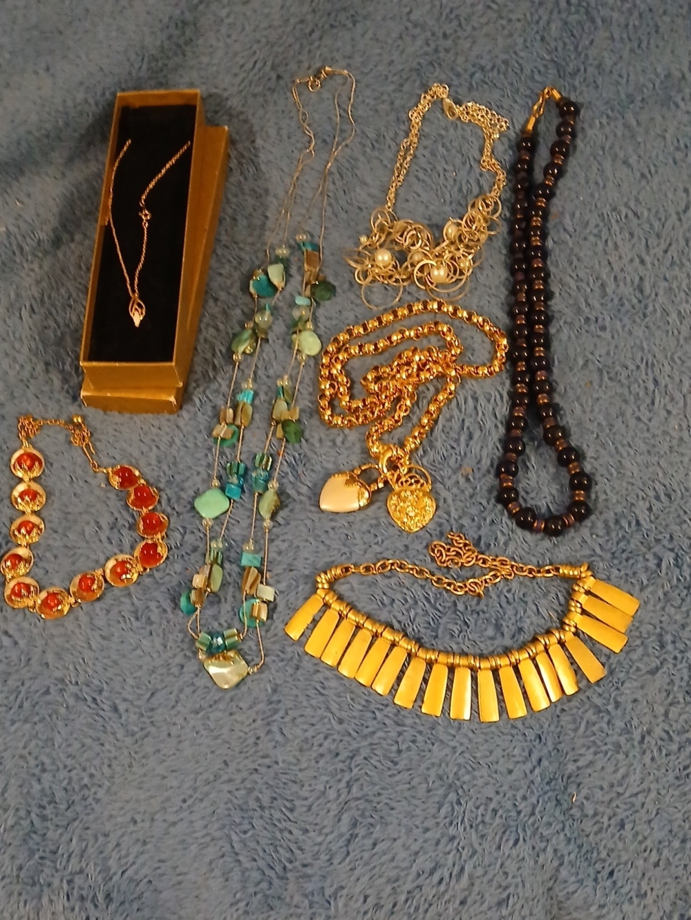 Gold And Silvertone Lot 10 Necklaces Vintage